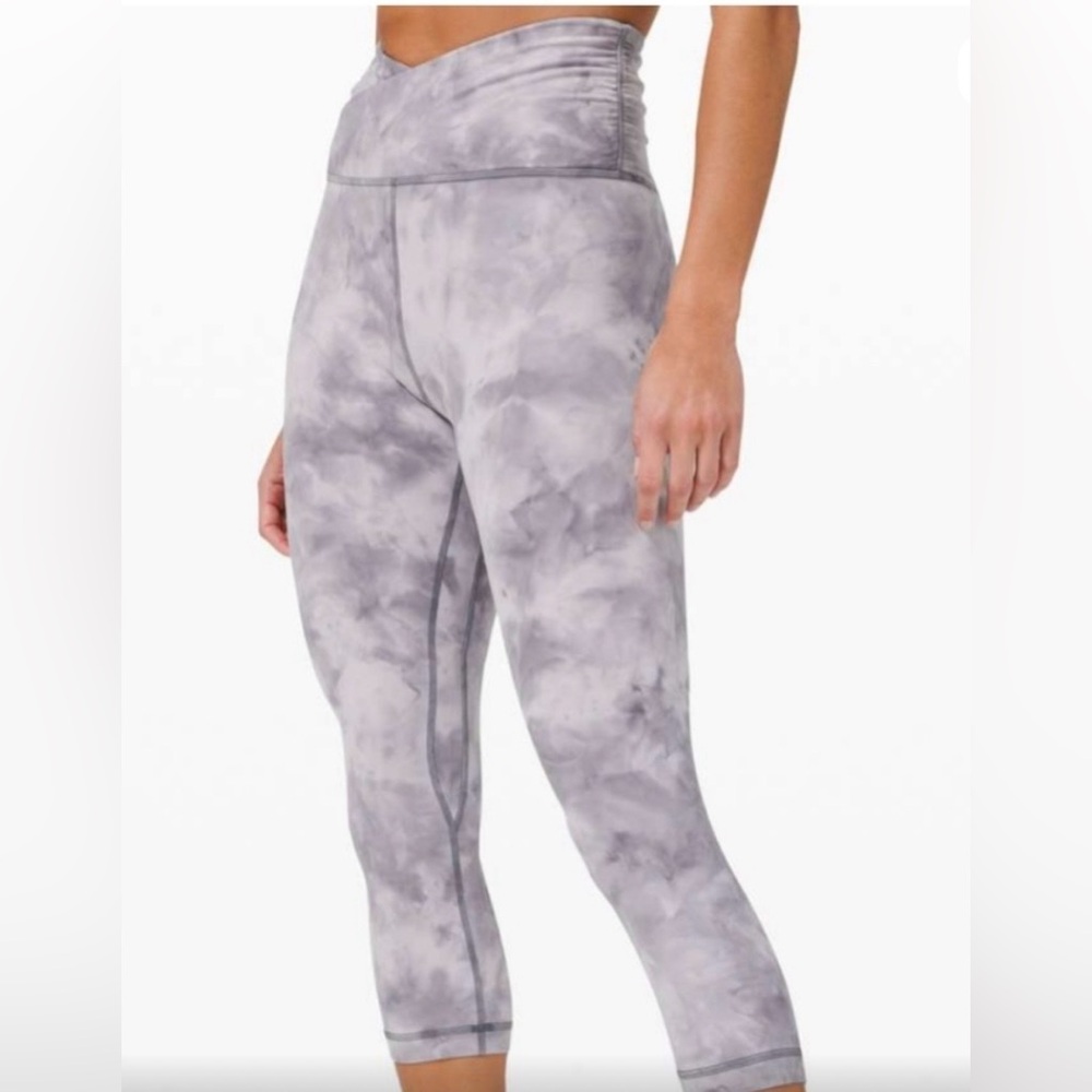 Lululemon Align Cross Waist High Rise Crop Leggings Grey Marble Size 4 Nulu
